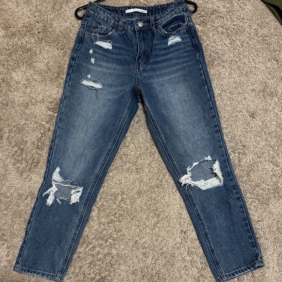 Casual Distressed Denim Boyfriend Jeans - Picture 1 of 4